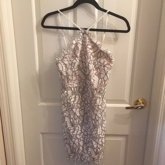 Lulus Delicate Darling Beige Ivory Lace Dress
